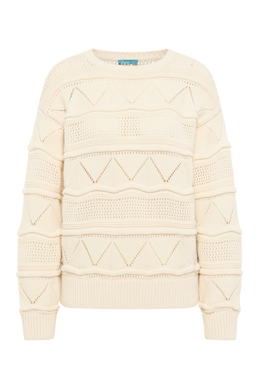 Gemusterter Strickpullover - off-white